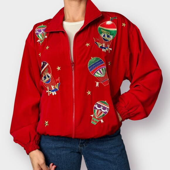 90s Ocean Accents Hot Air Balloon Jacket Size L - Picture 1 of 8